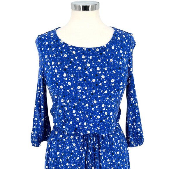 Boden Talia Lapis Blue Floral Star Print Dress With Tie Waist Womens UK 10P US 6 - Picture 3 of 12